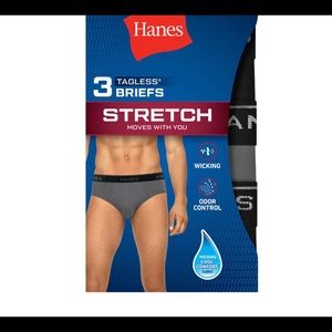 NEW, Hanes Men's Stretch Assorted Briefs, 3 Pack
